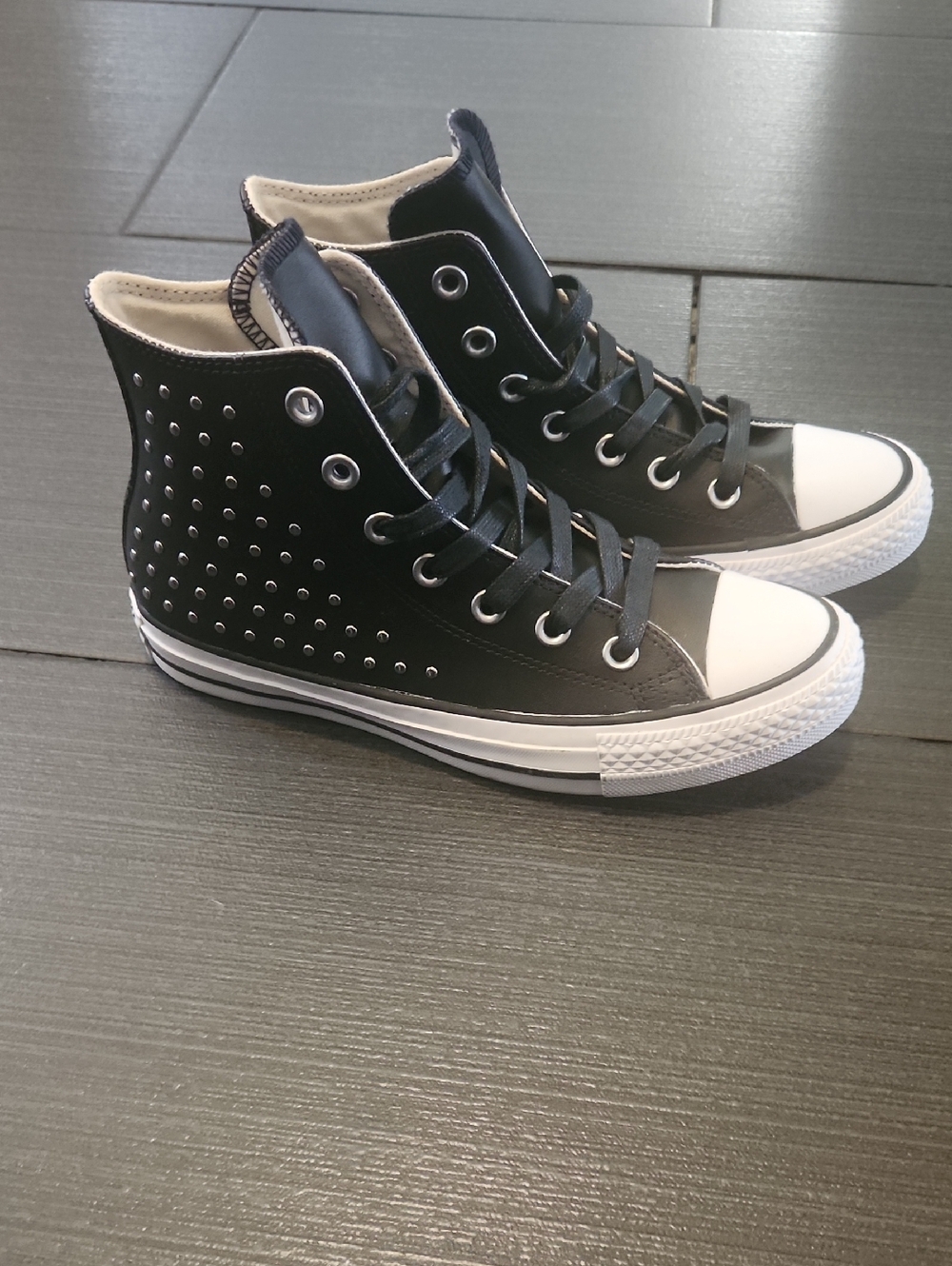 New Converse Black Studded High-Top Sneakers